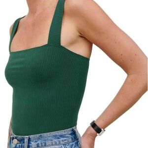 Reformation Tops Canyon Knit Tank Top Forest Green